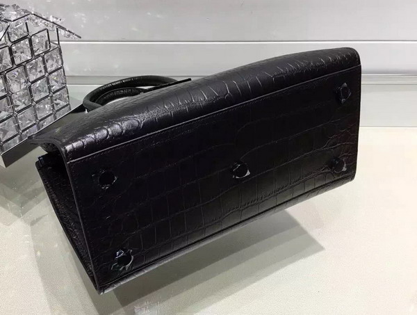 Saint Laurent Cabas Bag in Black Crocodile Embossed Leather for Sale