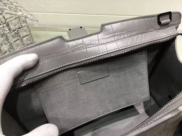 Saint Laurent Cabas Bag in Grey Crocodile Embossed Leather for Sale