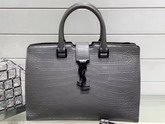 Saint Laurent Cabas Bag in Grey Crocodile Embossed Leather for Sale