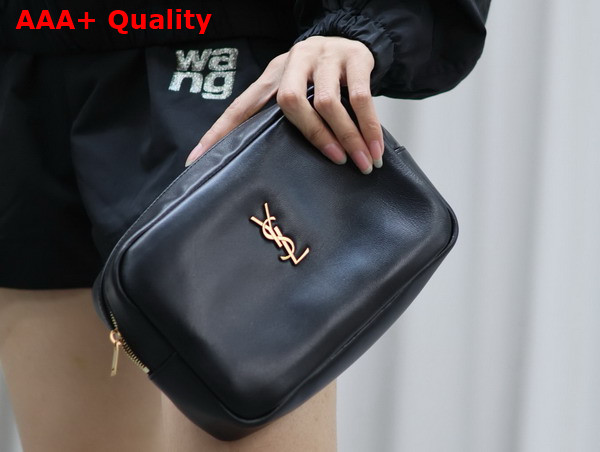 Saint Laurent Calypso Cosmetic Pouch in Lambskin Black Replica