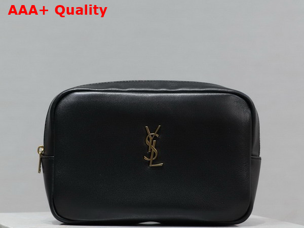 Saint Laurent Calypso Cosmetic Pouch in Lambskin Black Replica