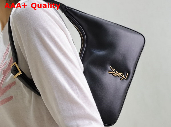 Saint Laurent Calypso Mini Hobo in Black Plunged Lambskin Replica