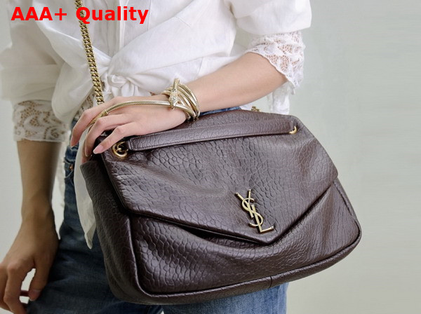 Saint Laurent Calypso XXL in Grained Lambskin Chocolate Replica