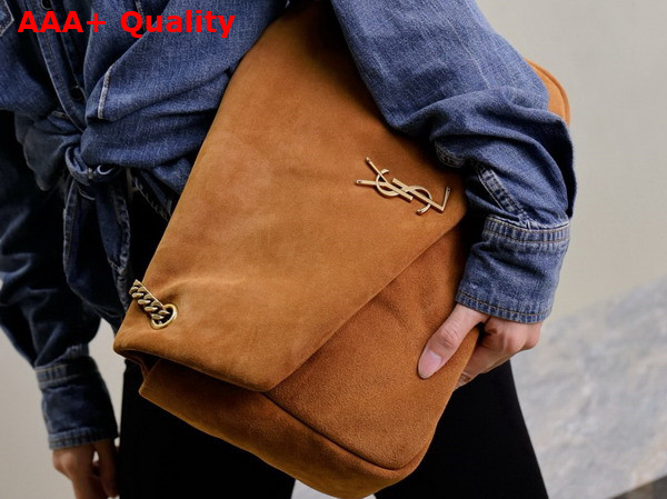 Saint Laurent Calypso XXL in Suede Warm Caramel Cognac Replica