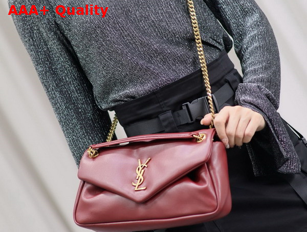 Saint Laurent Calypso in Plunged Lambskin Rouge Merlot Replica