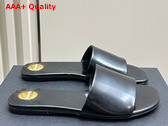 Saint Laurent Carlyle Slides in Glazed Leather Black Replica
