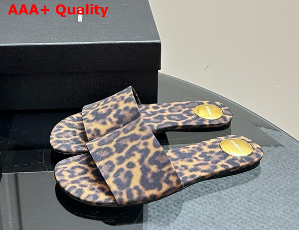 Saint Laurent Carlyle Slides in Leopard Grosgrain Manto Naturale Replica