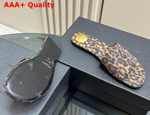 Saint Laurent Carlyle Slides in Leopard Grosgrain Manto Naturale Replica