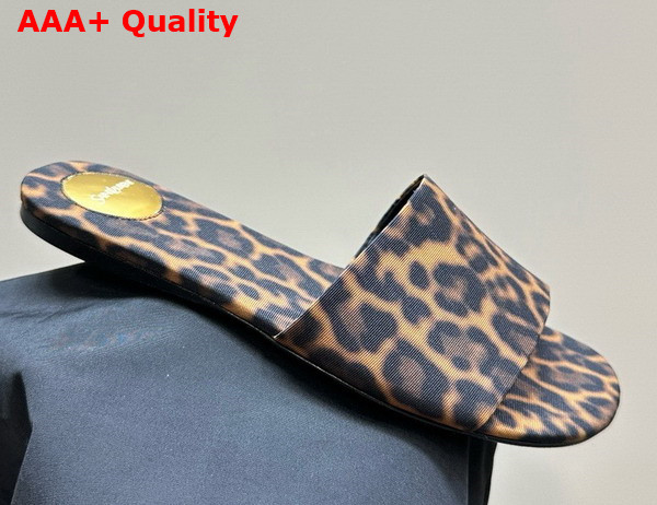 Saint Laurent Carlyle Slides in Leopard Grosgrain Manto Naturale Replica