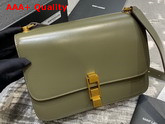 Saint Laurent Carre Satchel in Khaki Green Smooth Leather Replica