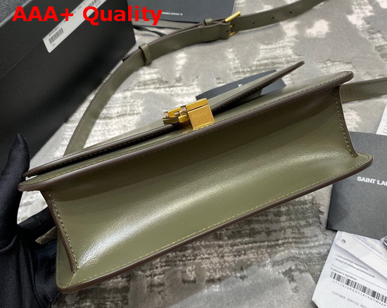 Saint Laurent Carre Satchel in Khaki Green Smooth Leather Replica