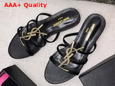 Saint Laurent Cassandra Flat Sandals in Black Patent Leather Replica