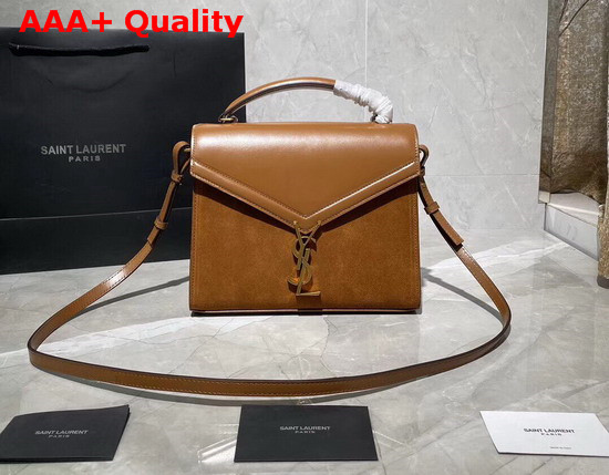 Saint Laurent Cassandra Medium Top Handle Bag in Brick Smooth Leather and Suede Replica