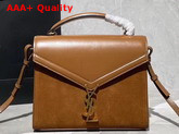 Saint Laurent Cassandra Medium Top Handle Bag in Brick Smooth Leather and Suede Replica