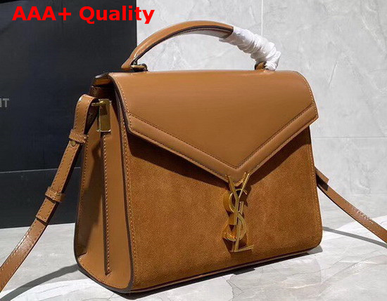 Saint Laurent Cassandra Medium Top Handle Bag in Brick Smooth Leather and Suede Replica