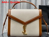 Saint Laurent Cassandra Medium Top Handle Bag in Canvas and Leather Natural Beige Brick Replica