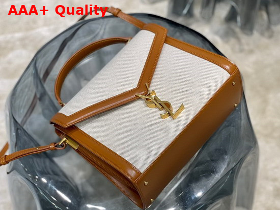 Saint Laurent Cassandra Medium Top Handle Bag in Canvas and Leather Natural Beige Brick Replica