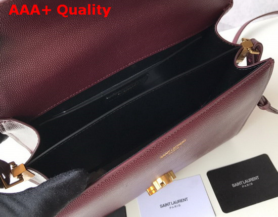 Saint Laurent Cassandra Medium Top Handle Bag in Dark Legion Red Grain De Poudre Embossed Leather Replica