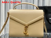 Saint Laurent Cassandra Medium Top Handle Bag in Grain de Poudre Embossed Leather Dark Beige Replica