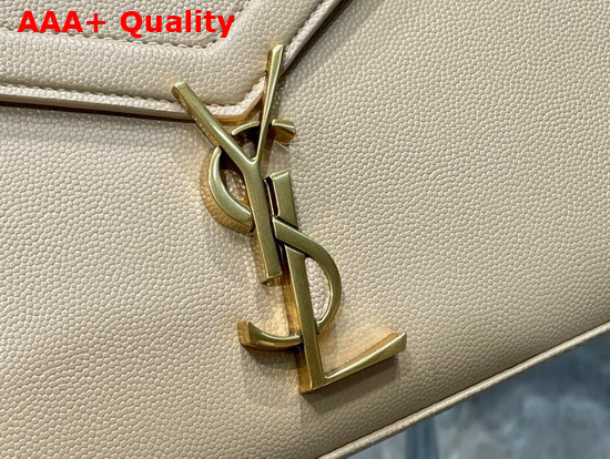 Saint Laurent Cassandra Medium Top Handle Bag in Grain de Poudre Embossed Leather Dark Beige Replica