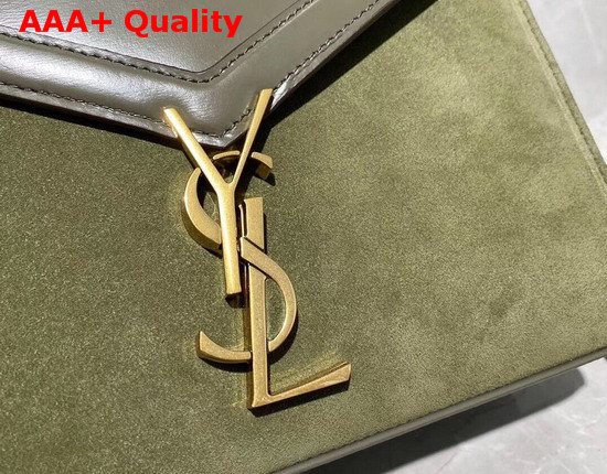 Saint Laurent Cassandra Medium Top Handle Bag in Olive Smooth Leather and Suede Replica