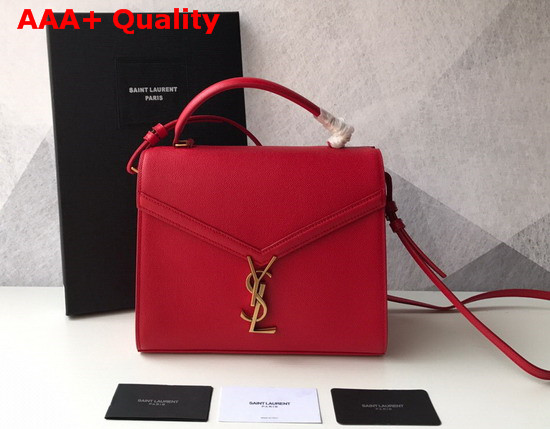 Saint Laurent Cassandra Medium Top Handle Bag in Red Grain De Poudre Embossed Leather Replica