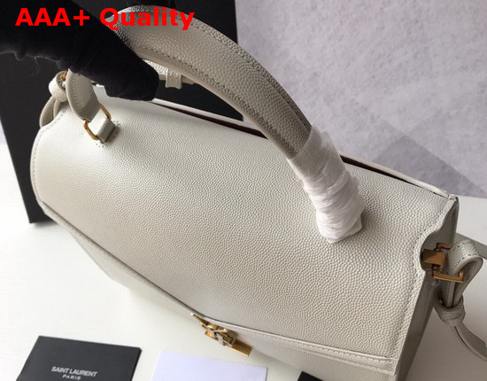 Saint Laurent Cassandra Medium Top Handle Bag in Vintage White Grain De Poudre Embossed Leather Replica