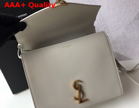 Saint Laurent Cassandra Medium Top Handle Bag in Vintage White Grain De Poudre Embossed Leather Replica