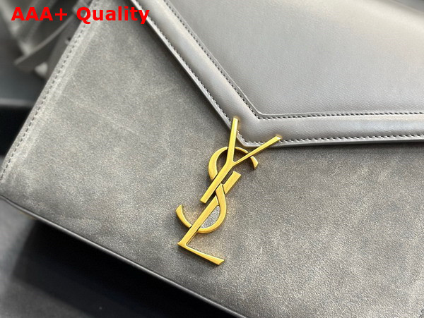 Saint Laurent Cassandra Medium Top Handle in Storm Box Saint Laurent Leather and Suede Replica