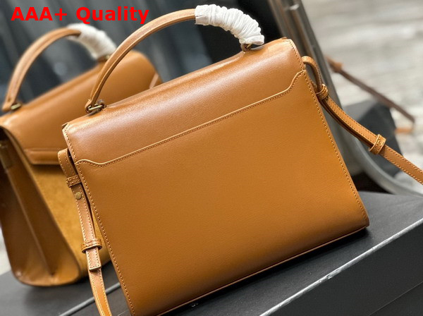 Saint Laurent Cassandra Medium Top Handle in Tan Box Saint Laurent Leather and Suede Replica