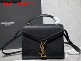 Saint Laurent Cassandra Mini Top Handle Bag in Black Grain De Poudre Embossed Leather Replica