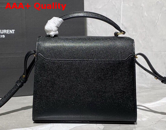 Saint Laurent Cassandra Mini Top Handle Bag in Black Grain De Poudre Embossed Leather Replica