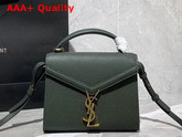Saint Laurent Cassandra Mini Top Handle Bag in Dark Green Grain De Poudre Embossed Leather Replica