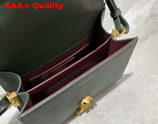 Saint Laurent Cassandra Mini Top Handle Bag in Dark Green Grain De Poudre Embossed Leather Replica