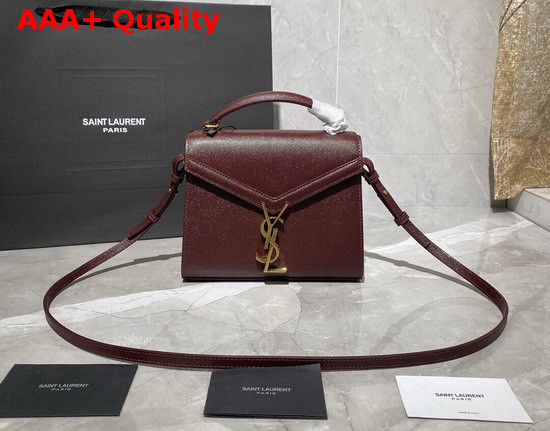 Saint Laurent Cassandra Mini Top Handle Bag in Dark Legion Red Grain De Poudre Embossed Leather Replica