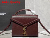 Saint Laurent Cassandra Mini Top Handle Bag in Dark Legion Red Grain De Poudre Embossed Leather Replica