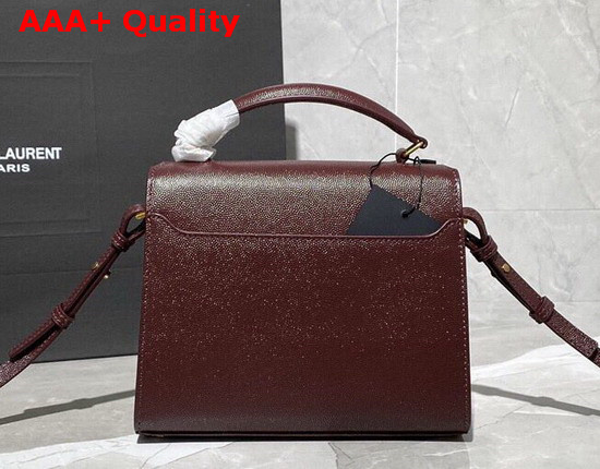 Saint Laurent Cassandra Mini Top Handle Bag in Dark Legion Red Grain De Poudre Embossed Leather Replica
