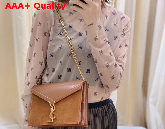 Saint Laurent Cassandra Monogram Clasp Bag in Brick Smooth Leather and Suede Replica