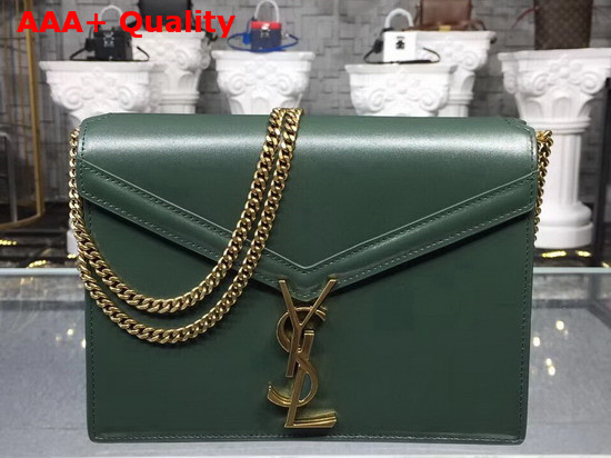 Saint Laurent Cassandra Monogram Clasp Bag in Dark Green Smooth Leather Replica
