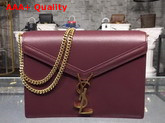 Saint Laurent Cassandra Monogram Clasp Bag in Dark Red Smooth Leather Replica