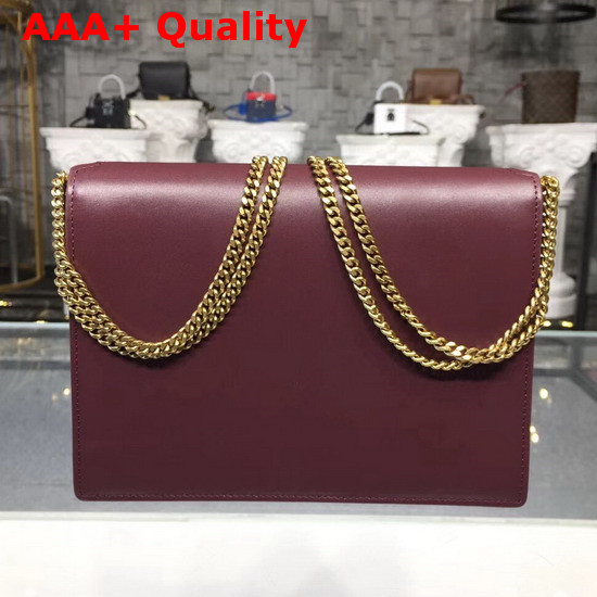 Saint Laurent Cassandra Monogram Clasp Bag in Dark Red Smooth Leather Replica