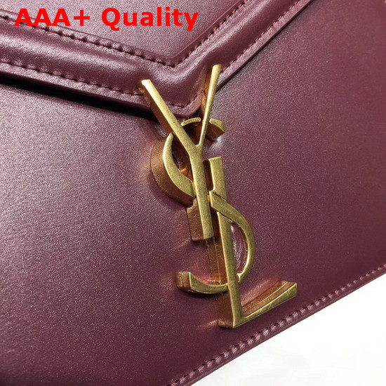 Saint Laurent Cassandra Monogram Clasp Bag in Dark Red Smooth Leather Replica