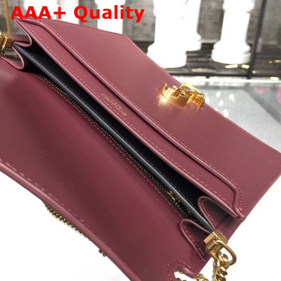 Saint Laurent Cassandra Monogram Clasp Bag in Dark Red Smooth Leather Replica