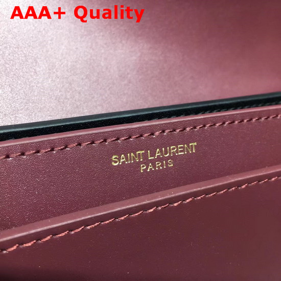 Saint Laurent Cassandra Monogram Clasp Bag in Dark Red Smooth Leather Replica