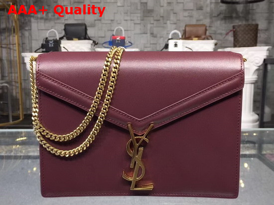 Saint Laurent Cassandra Monogram Clasp Bag in Dark Red Smooth Leather Replica