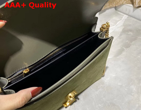 Saint Laurent Cassandra Monogram Clasp Bag in Olive Smooth Leather and Suede Replica