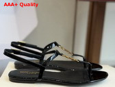 Saint Laurent Cassandra Sandals in Black Patent Leather 659817 Replica