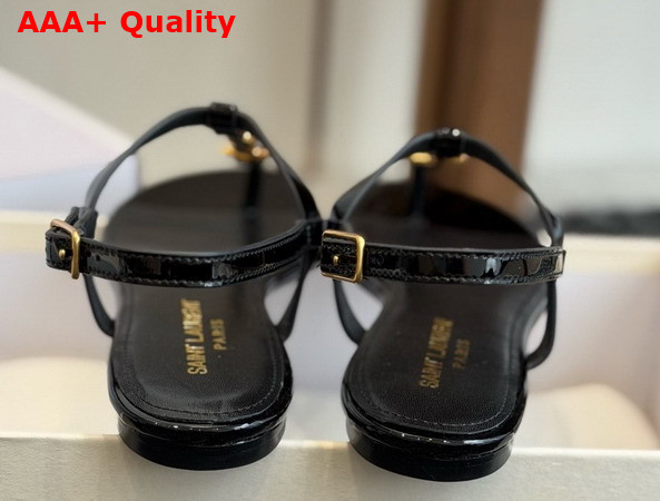 Saint Laurent Cassandra Sandals in Black Patent Leather 659817 Replica