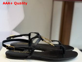 Saint Laurent Cassandra Sandals in Black Smooth Leather 659817 Replica
