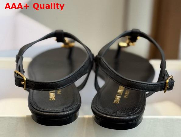 Saint Laurent Cassandra Sandals in Black Smooth Leather 659817 Replica